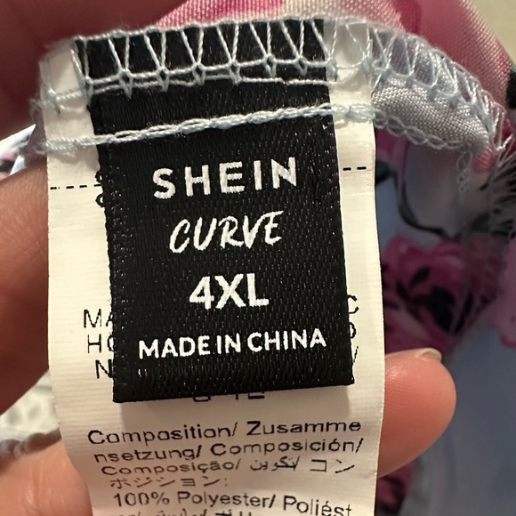 SHEIN curve Floral Strapless Halter top- Pink and Blue Size 4xl - Picture 2 of 4